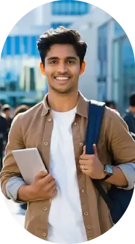ট্যাবলেট হাতে হাস্যোজ্জ্বল শিক্ষার্থী