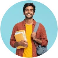 বই হাতে হাস্যোজ্জ্বল শিক্ষার্থী